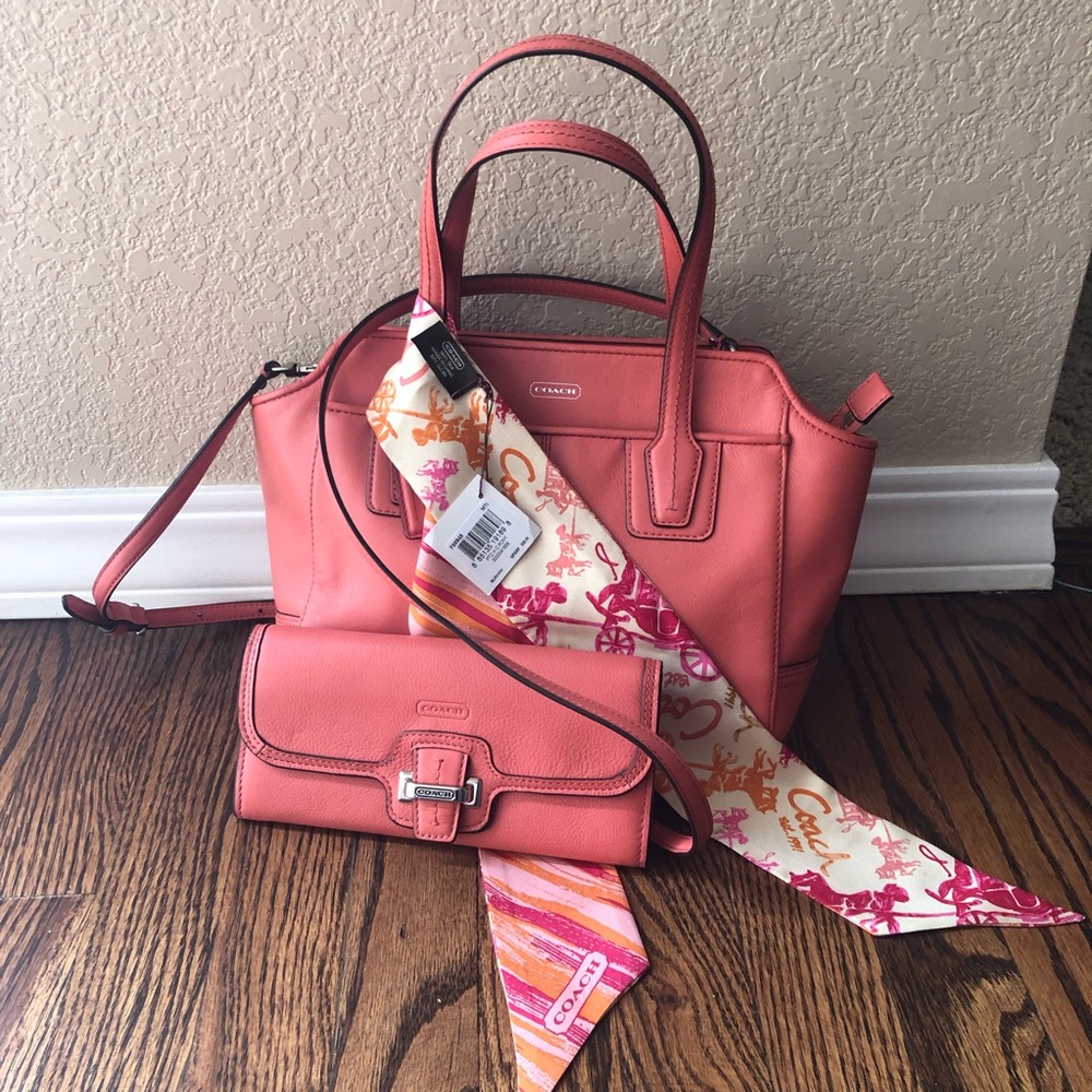COACH Beautiful Mango Purse, Wallet and Scarf